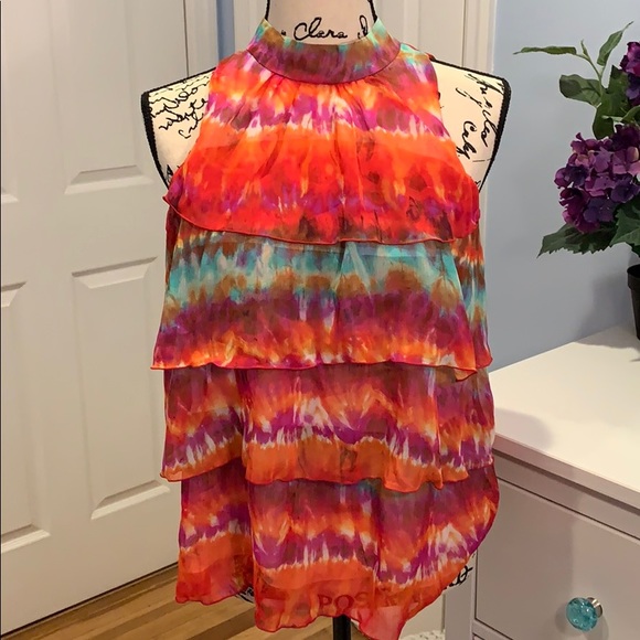 NY Collection Multi Tiered Sun Blouse - Picture 1 of 7